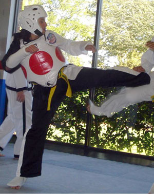 Here I am, free-sparring at my first tournament.