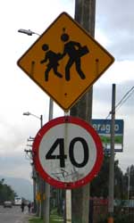 speed limit and pedestrian signs