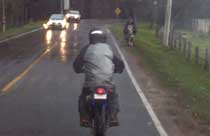 Motorcycle in bad weather