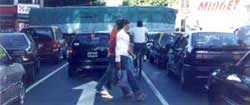 Walking between cars
