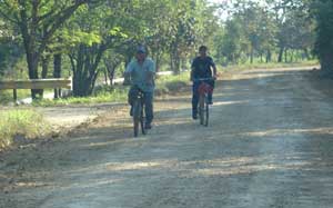 Cycling on dirt road