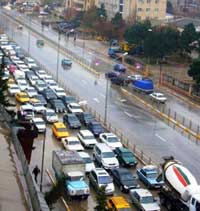 Slow traffic on highway