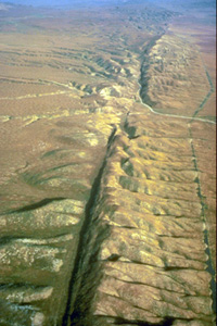 Aerial view of San Andreas fault.