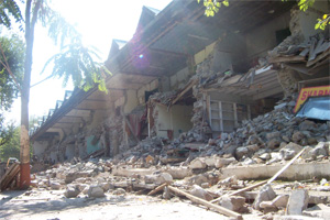 Buildings with front collapsed